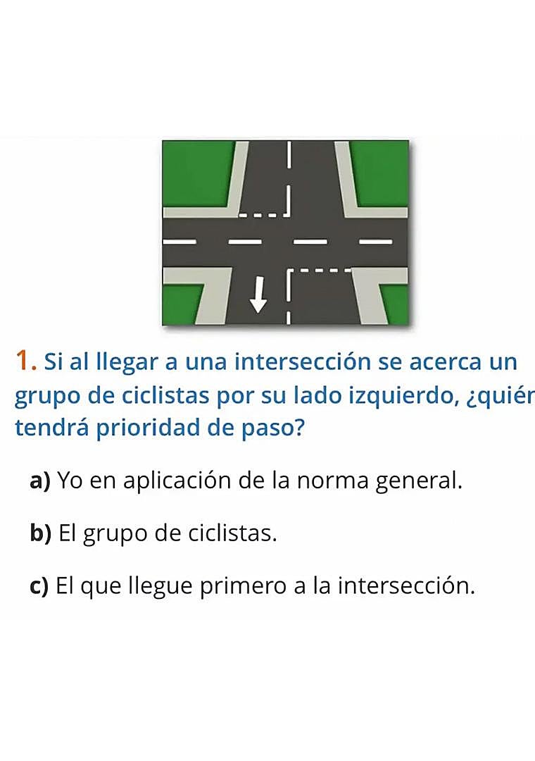 Imagen - Pregunta de un examen teórico de conducir.