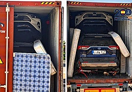 Dos de los vehículos sustraídos, interceptados cuando eran transportados en el interior de un contenedor.