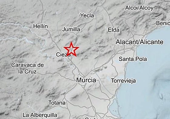 Ubicación del epicentro del terremoto.