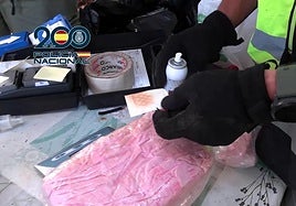 Parte de la droga incautada por la Policía Nacional.