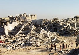 Un barrio de la ciudad de Gaza destruido por las fuerzas israelíes.