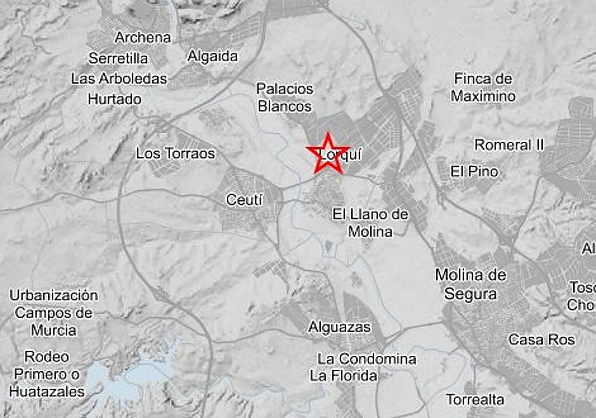 Epicentro del primer seísmo, registrado en Lorquí