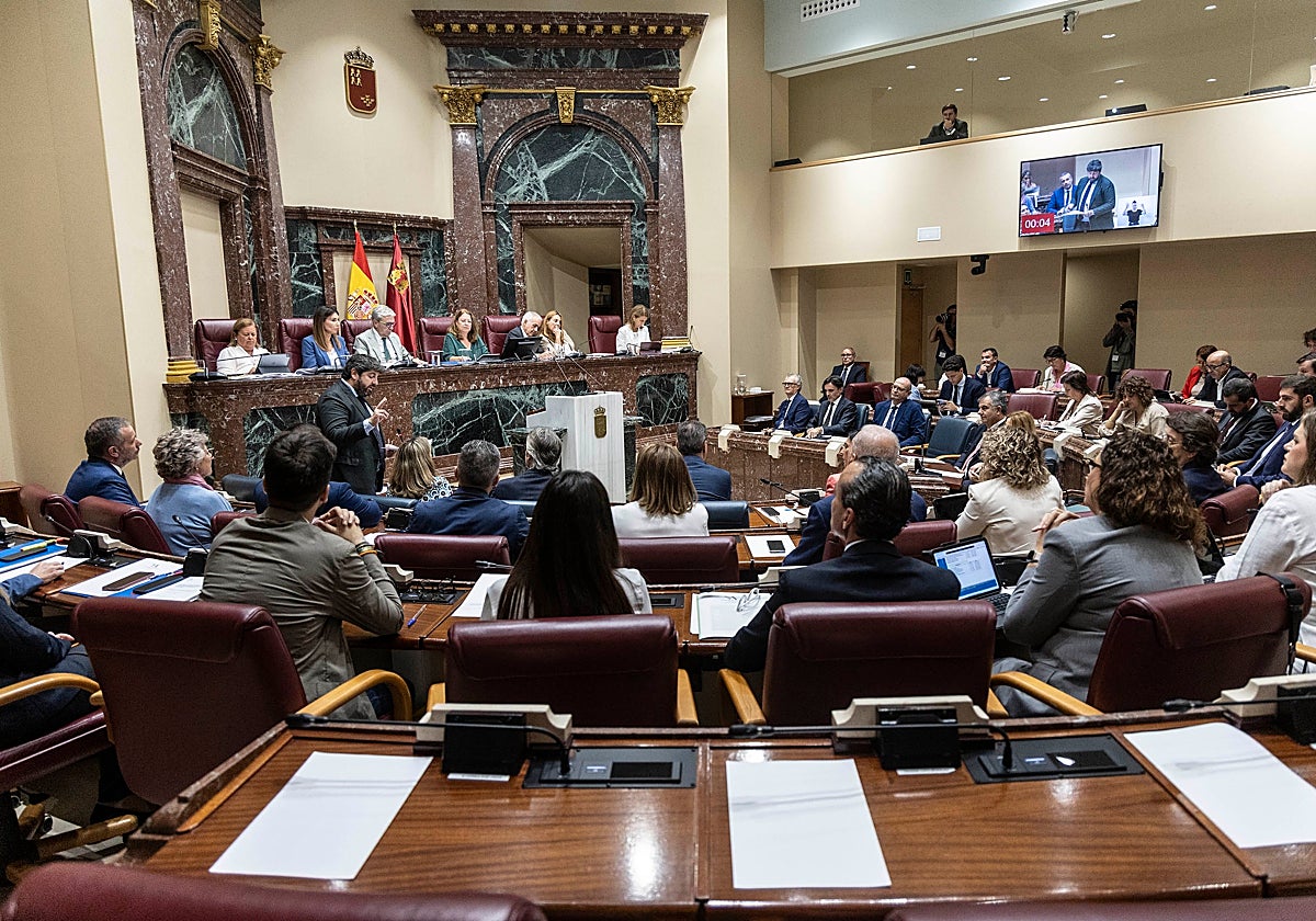 Hemiciclo de la Asamblea Regional, en un Pleno reciente.