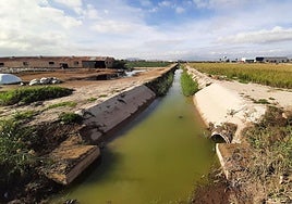 Rambla de Biznaga, sobre la que existe un proyecto de encauzamiento, con agua estancada de las últimas lluvias.
