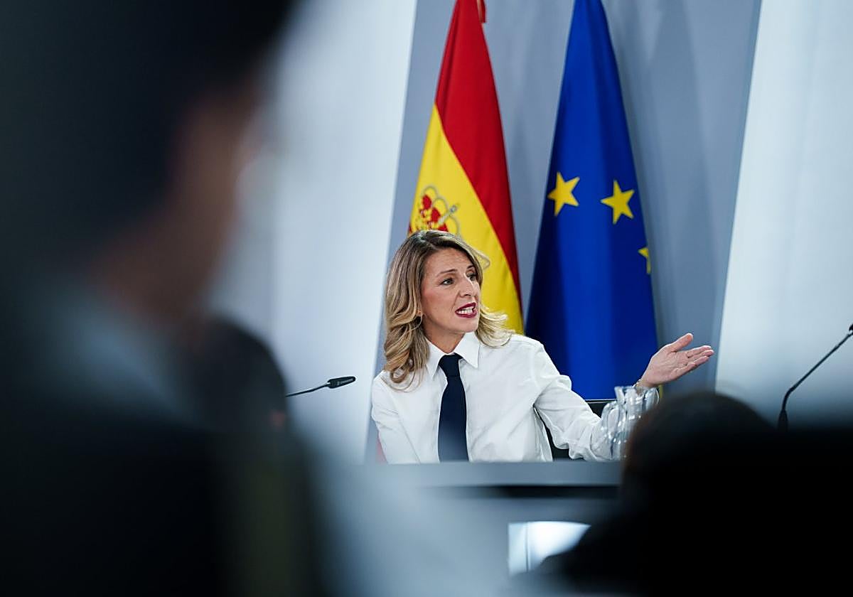 Yolanda Díaz, en la rueda de prensa posterior al Consejo de Ministros.
