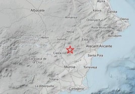 Epìcentro del temblor, al sur de Moratalla. IGN