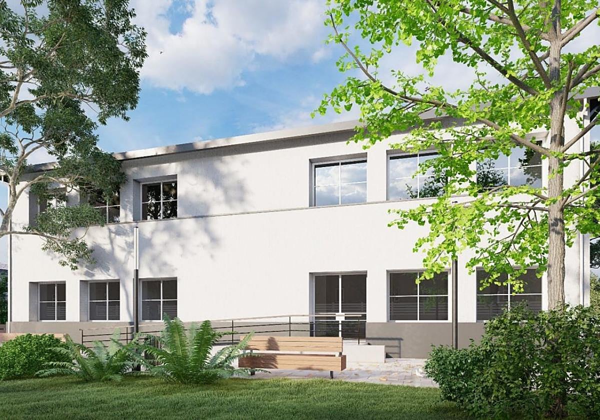 Recreación de la actuación para convertir las Escuelas Nuevas de El Palmar en centro municipal con biblioteca y sala de estudio.