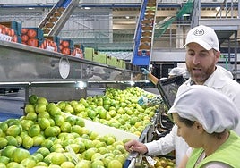 Emilio Mateo, charlando con una trabajadora de la cooperativa santomerana.
