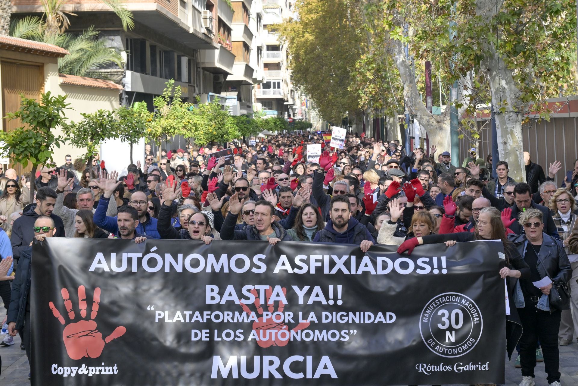 En imágenes, manifestación de autónomos en Murcia