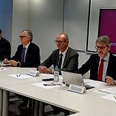 Juan José Pedreño, Víctor Marín, Luis Alberto Marín y Micaela Martínez, este martes en la Mesa de la Función Pública.