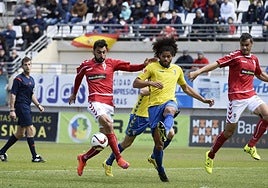 Chavero y Aridane, en el último Real Murcia-Cádiz de 2016.