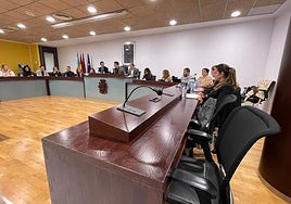 Las sillas de los dos concejales de Pleamar, vacías, este martes durante el Pleno extraordinario.