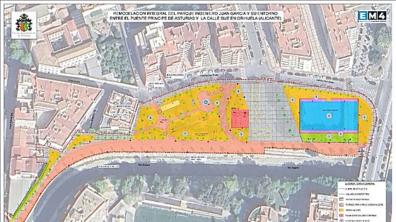 Zonas deportivas, juegos infantiles, fuentes secas, parque canino y jardinería: las mejoras del parque Ingeniero Juan García de Orihuela