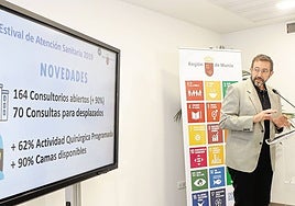 Asensio López durante una comparecencia en 2019, cuando era director gerente del Servicio Murciano de Salud.