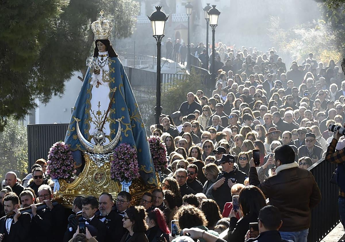 La Patrona de Yecla, este domingo, durante La Bajada.