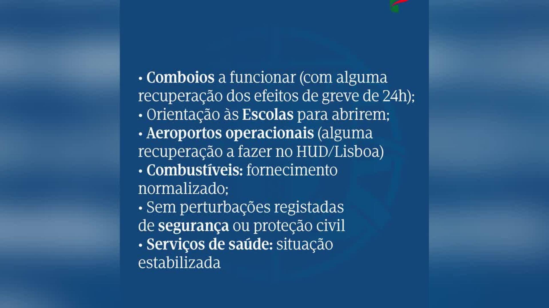 El Gobierno de Portugal dice que el país "está conectado" y que la situación es de "normalidad"