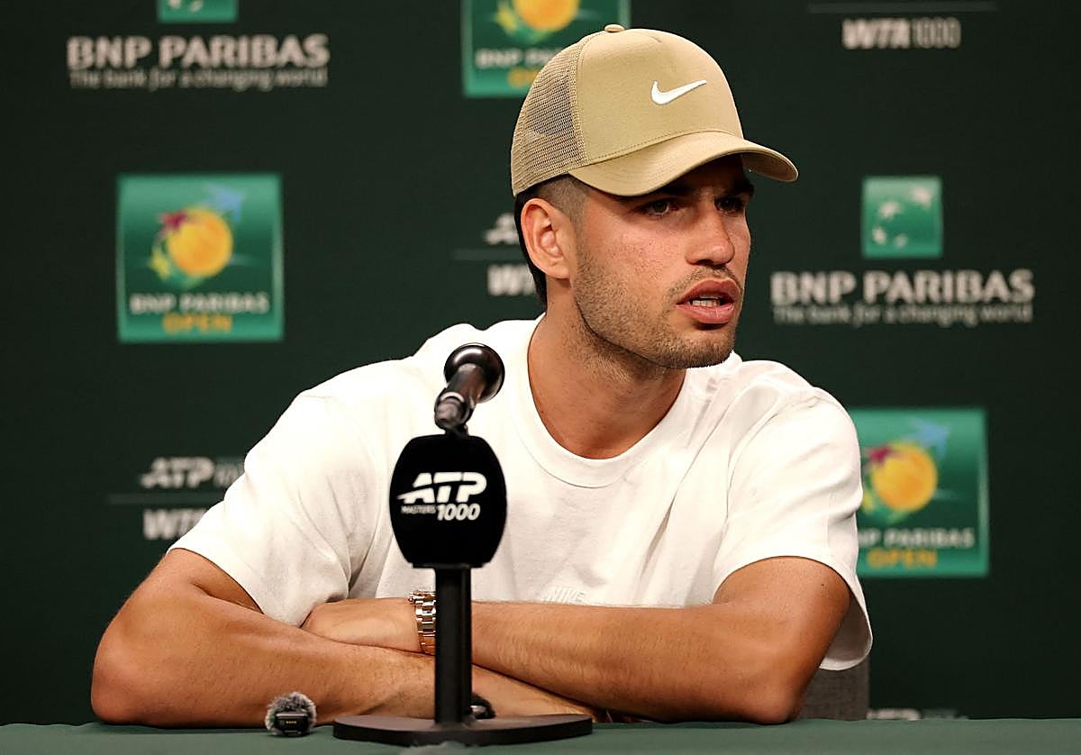 Carlos Alcaraz, durante su comparencia de este martes en Indian Wells.