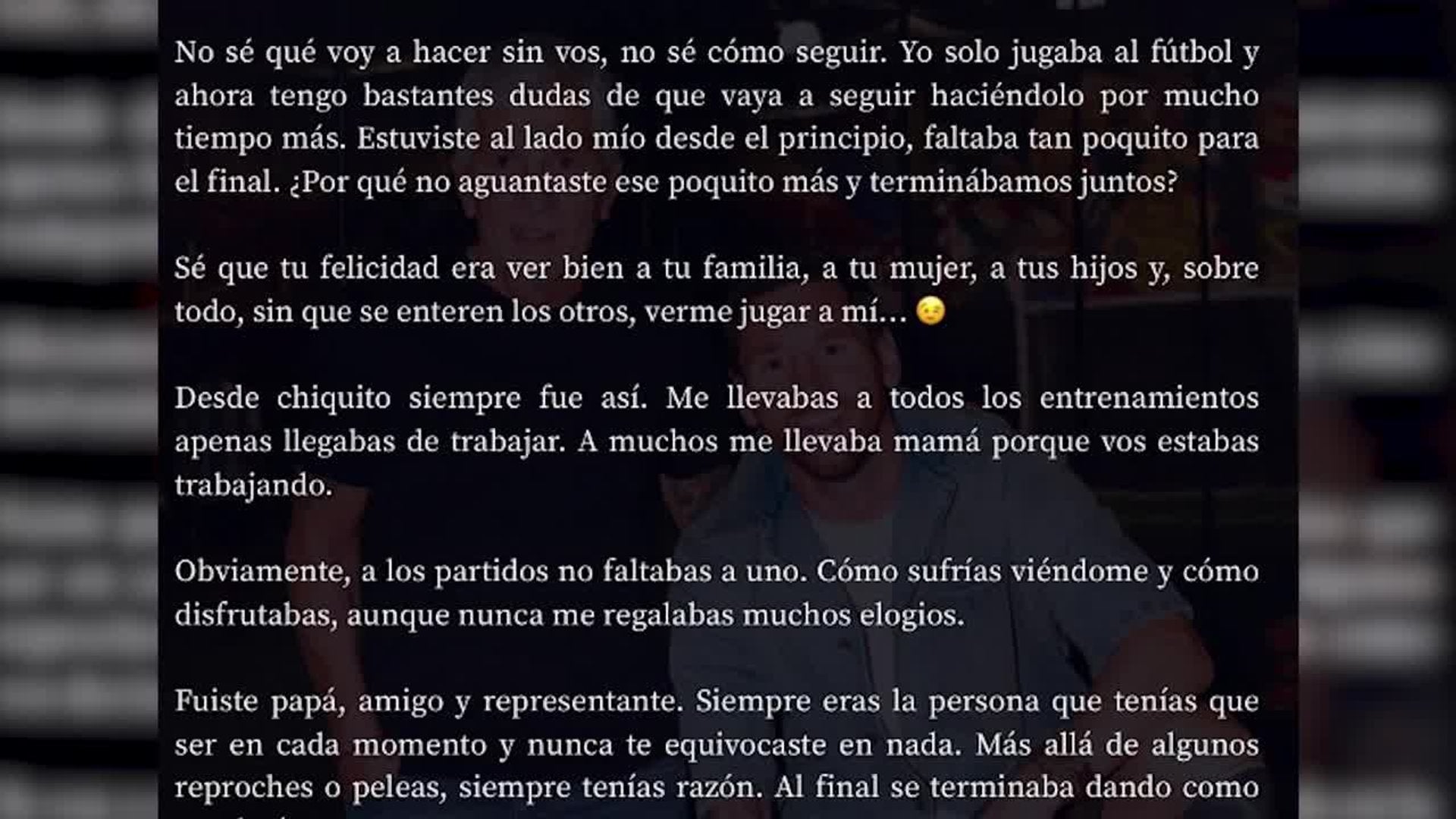 Lionel Messi se despide de su padre con una emotiva carta