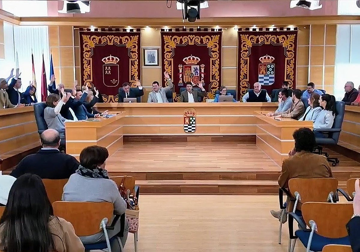 Votación durante una sesión del Pleno Municipal de Molina de Segura, en una foto de archivo.