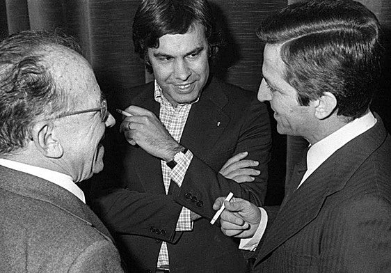 Los tres líderes nacionales de los partidos más votados: Adolfo Suárez, Felipe González y Santiago Carrillo.
