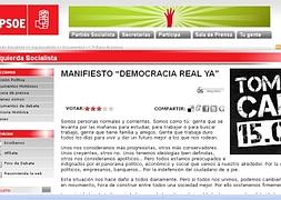 'Democracia real ya' se cuela en la web del PSOE