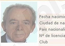 Detalle de la ficha federativa de Antonio González Pacheco. / COLPISA