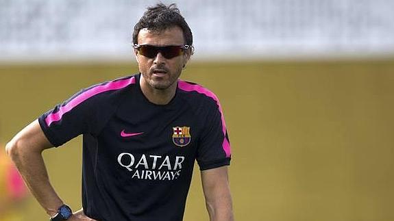 Luis Enrique, durante un entrenamiento con el Barcelona. 