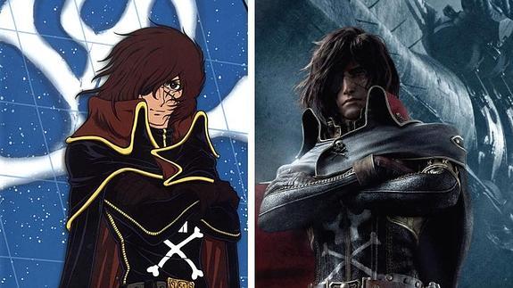 A la izquierda, el Capitán Harlock original; a la derecha, el de 2015.Archivo