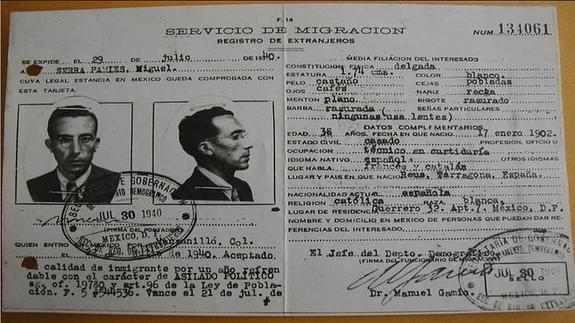 Pasaporte de Miquel Serra i Pàmies, el héroe discreto. 