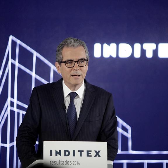 El presidente de Inditex, Pablo Isla, durante la presentación de resultados. 