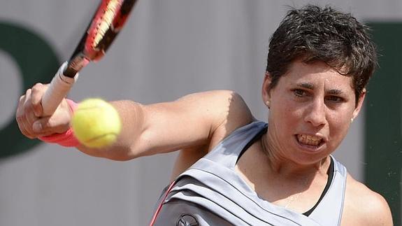 Carla Suárez, durante su debut en París. 