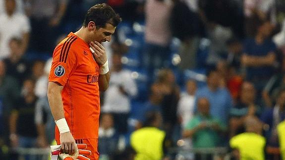 Casillas, durante un partido de Liga de Campeones. 