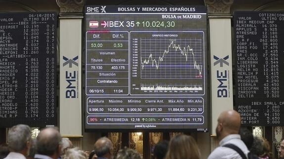 Panel de la Bolsa de Madrid. 