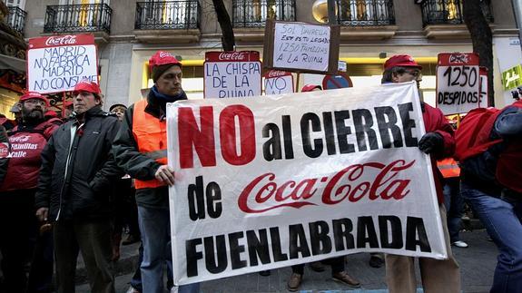 Trabajadores de Coca-Cola durante una de sus protestas en 2014. 