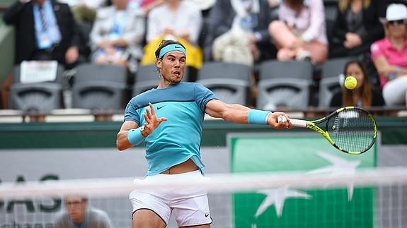 Rafa Nadal, en pleno partido ante Facundo Bagnis. 