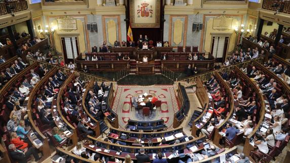 Vista general del hemiciclo del Congreso de los Diputados. 