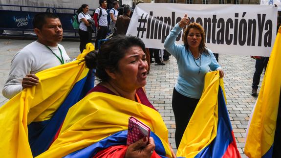 Manifestación en Colombia por el acuerdo de paz.