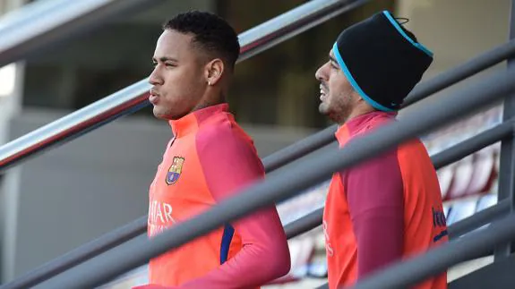 Neymar, en un entrenamiento. 