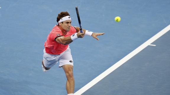 David Ferrer golpea una bola. 