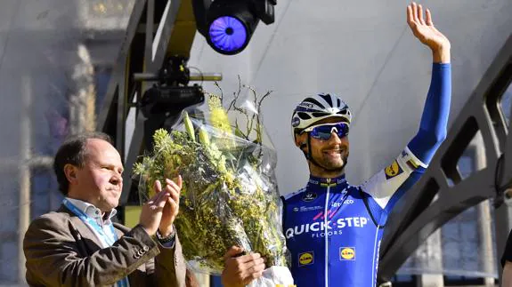 Boonen celebra el triunfo en el Tour de Flandes. 