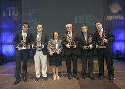 Los premiados: Nicolás Almagro, Pablo González-Conejero, Elena Ruiz, Xavier Nieto, Francisco Jarauta y Francisco José Calderón. Foto: LV | Vídeo: laverdad.es