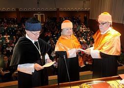 Cobacho, Sassen y Escribano, durante la ceremonia. | Alfonso Durán/AGM