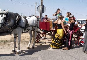 MUCHO CALOR. Participantes en el encuentro de carruajes se toman un refrigerio. / ALEXIA SALAS