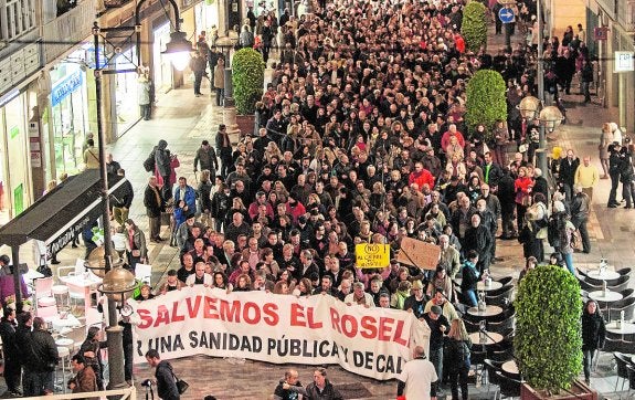 Cabeza de la manifestación celebrada el pasado mes de febrero en Cartagena. 