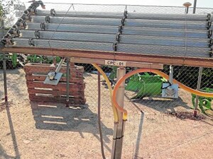 Campo de colectores de la planta piloto de descontaminación solar de la UMU.
