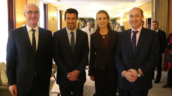 Pedro Luis Ripoll, Luis Figo, la Infanta Elena y Antonio Guzmán.