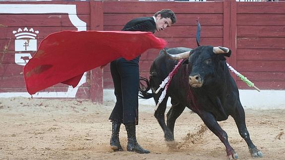 Luque, durante la faena del astado indultado.