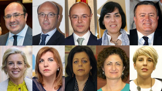 Pedro Antonio Sánchez, Juan Hernández, Andrés Carrillo, Encarna Guillén, Francisco Bernabé, Adela Martínez-Cachá, Violante Tomás, María Isabel Sánchez-Mora, María Dolores Pagán y Noelia Arroyo. 