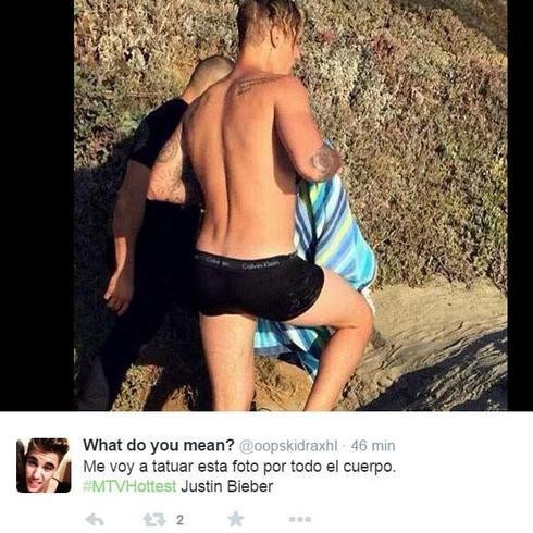 La imagen de Justin Bieber, compartida por una seguidora en Twitter.