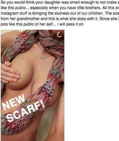 Sube la foto de su hija en top-less a Facebook como castigo